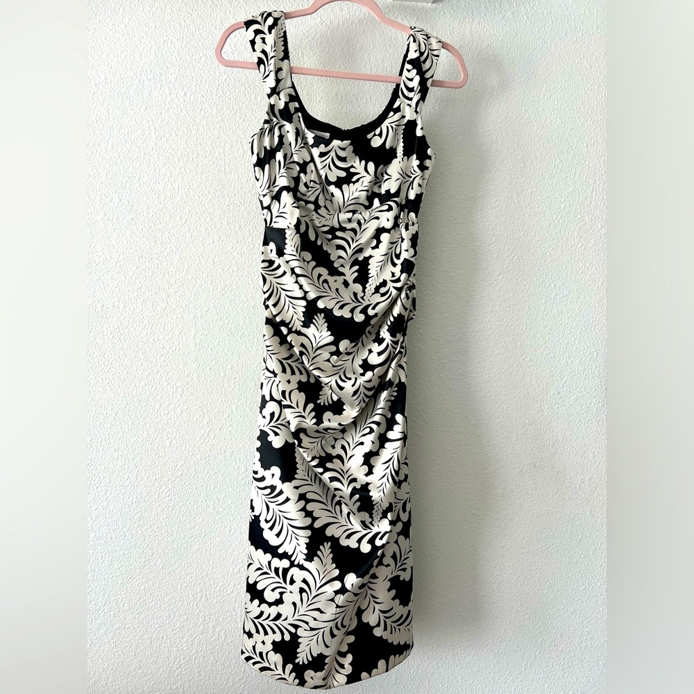 London Times Black and White Midi Dress